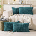 Cozoomy Set of 4 Teal Decorative Throw Pillow Covers 12x20 Inch Corduroy Pillow Covers for Bed Couch Sofa Living Room Soft Cushion Cases 20…