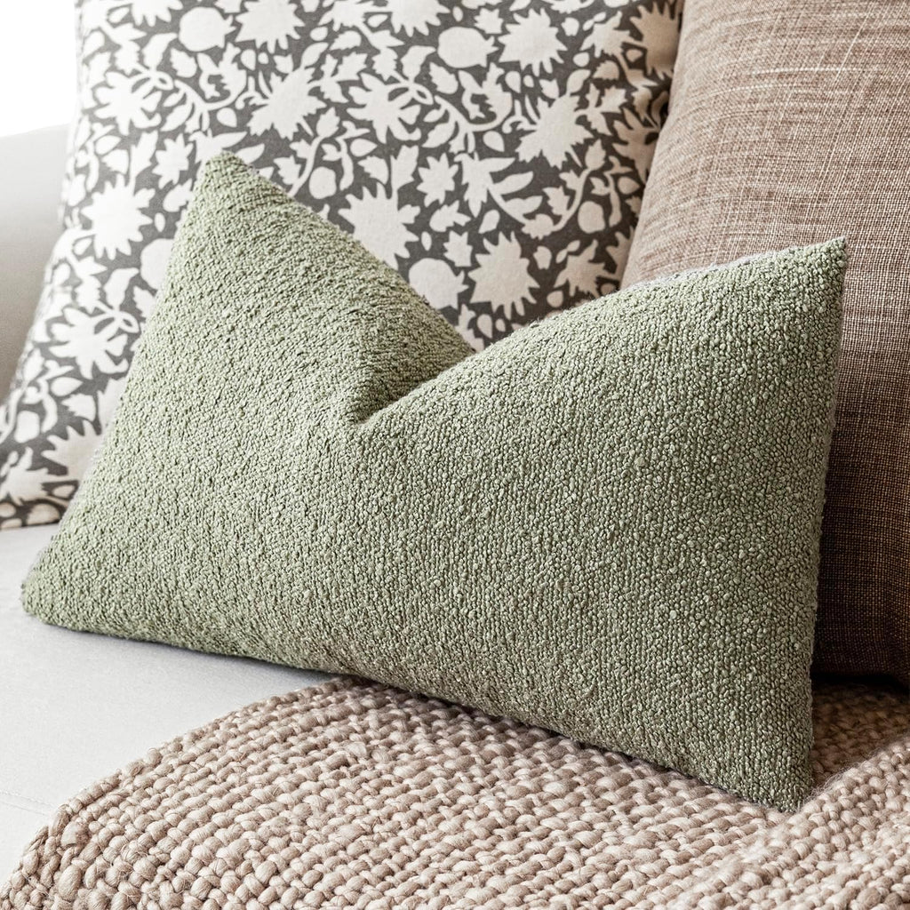 Foindtower Decorative Textured Boucle Throw Pillow Covers Accent Solid Lumbar Pillow Cases Neutral Soft Couch Cushion Case for Chair Sofa…