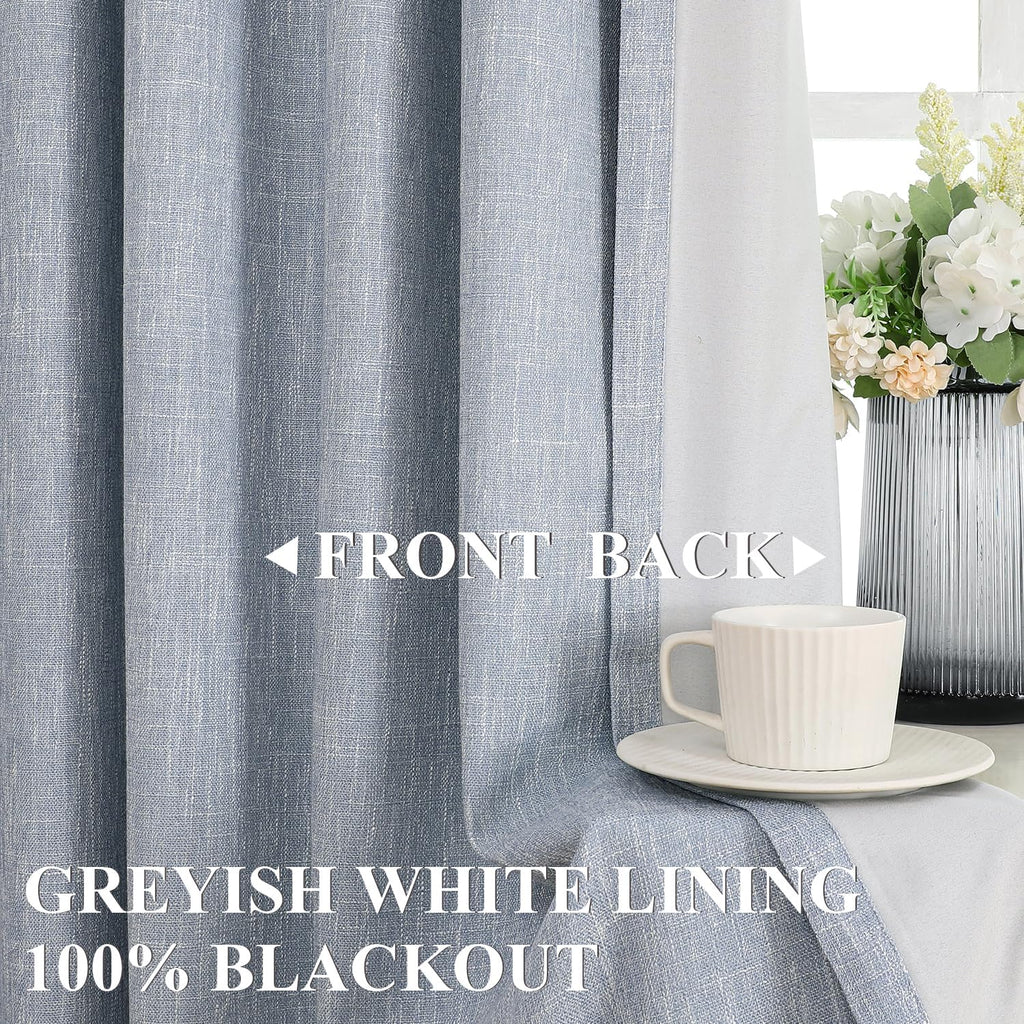 VisionHome Vision Home Chambray Blue Full Blackout Curtains Pinch Pleated Room Darkening Window Curtains 63 inch for Living Room Bedroom Th…