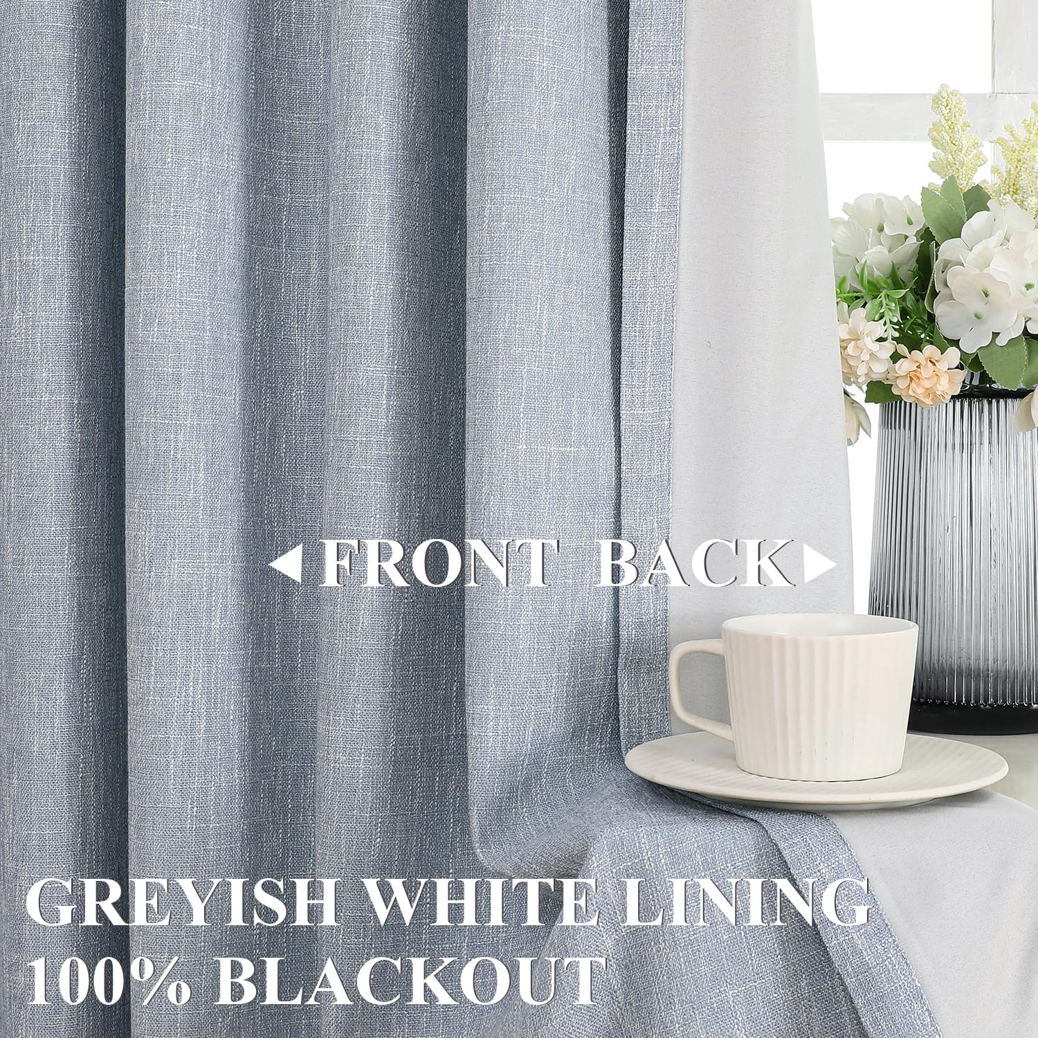 VisionHome Vision Home Chambray Blue Full Blackout Curtains Pinch Pleated Room Darkening Window Curtains 63 inch for Living Room Bedroom Th…