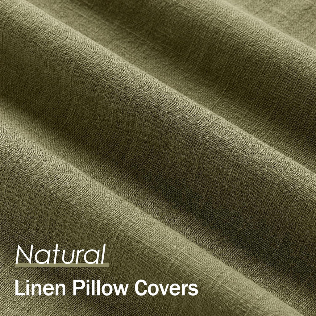 Anroduo Pack of 2 Decorative Linen Pillow Covers Green Neutral Farmhouse Boho Soild Cushion Case Soft Accent Pillowcase for Couch Sofa Bedr…