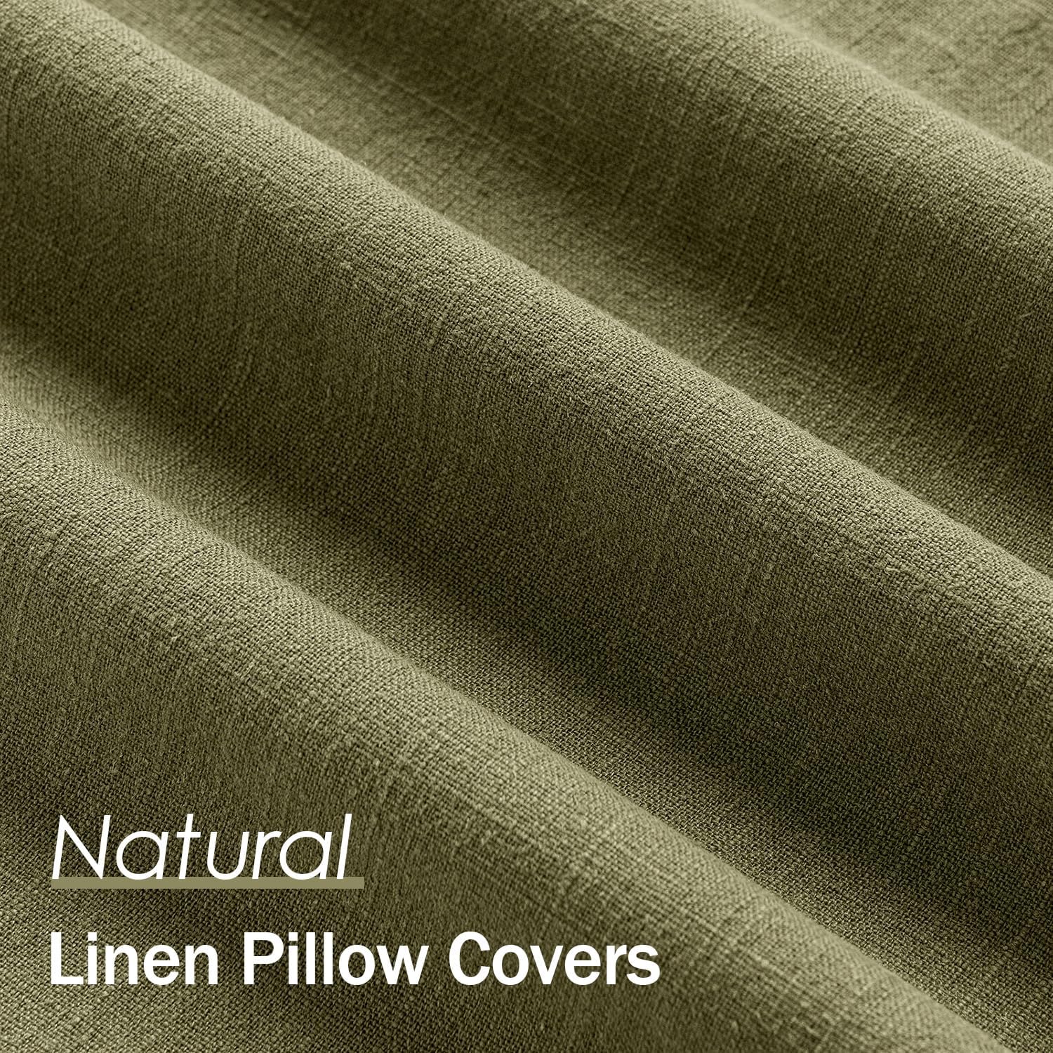 Anroduo Pack of 2 Decorative Linen Pillow Covers Green Neutral Farmhouse Boho Soild Cushion Case Soft Accent Pillowcase for Couch Sofa Bedr…