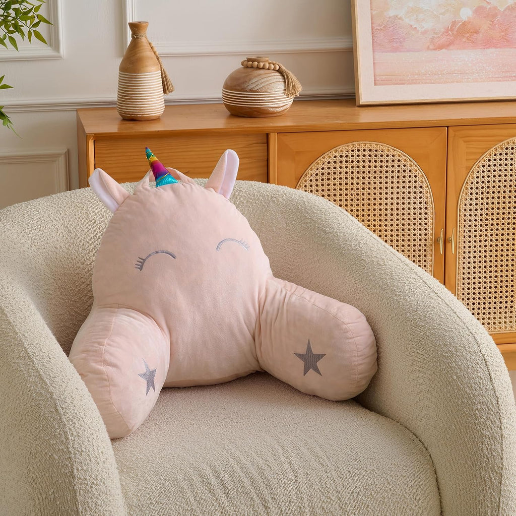Unicorn Reading Pillow for Kids & Teens with Shredded Memory Foam – Soft Velvet Lounger with Fun Character Designs, Removable Washable…