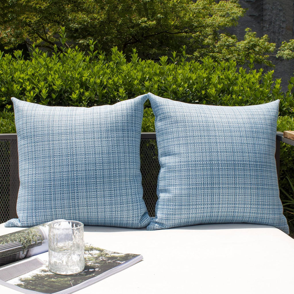 Kevin Textile Pack of 2 Decorative Outdoor Waterproof Pillow Covers Garden Cushion Sham Throw Pillowcase Shell for Patio Tent Couch 24x24…