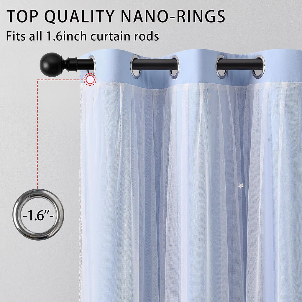 Addsomecolortolife XiDi Blue Curtains for Bedroom, Girls Room Blackout Curtains, Kids Room Darkening Curtains, Light Blue Decor, 1 Panel Li…