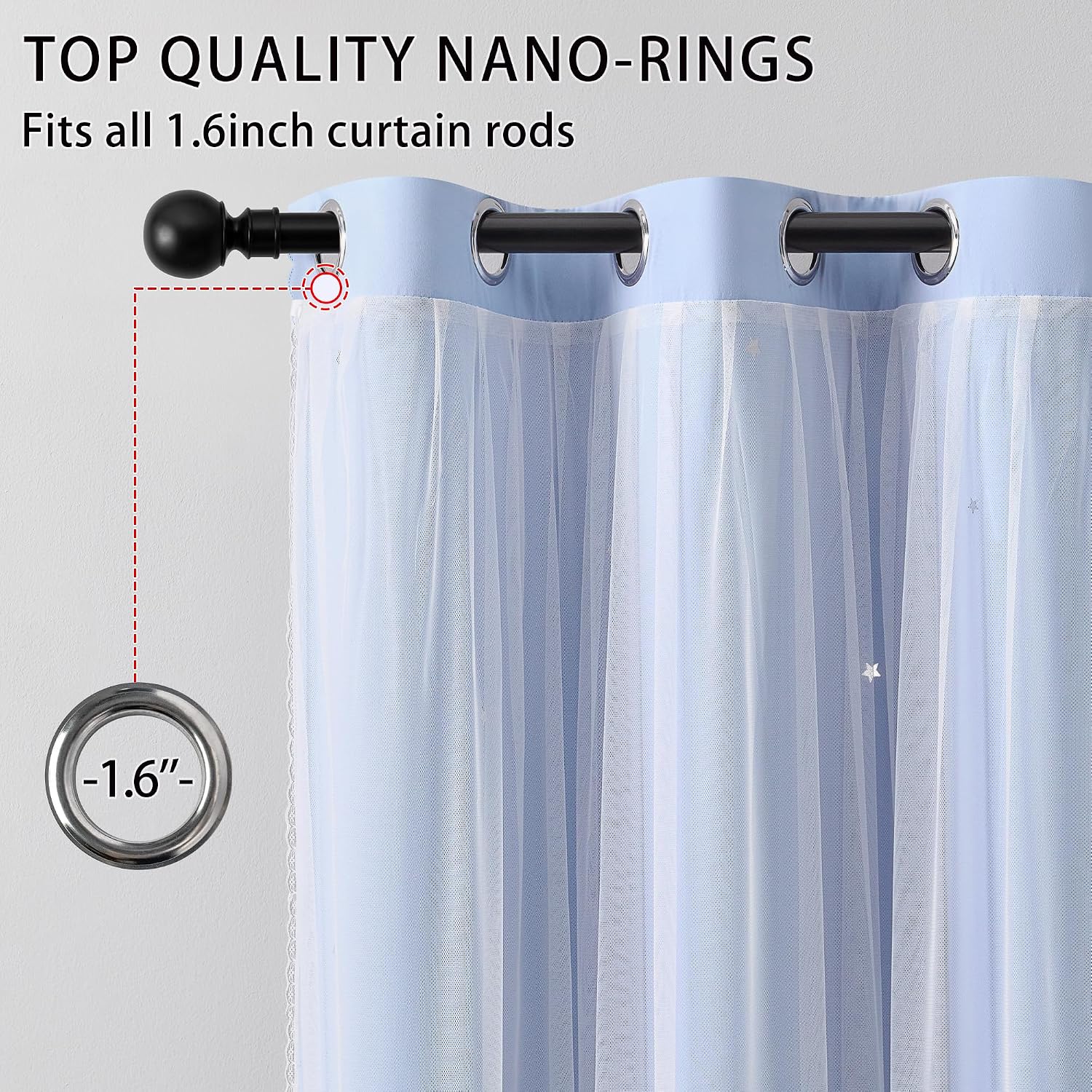 Addsomecolortolife XiDi Blue Curtains for Bedroom, Girls Room Blackout Curtains, Kids Room Darkening Curtains, Light Blue Decor, 1 Panel Li…