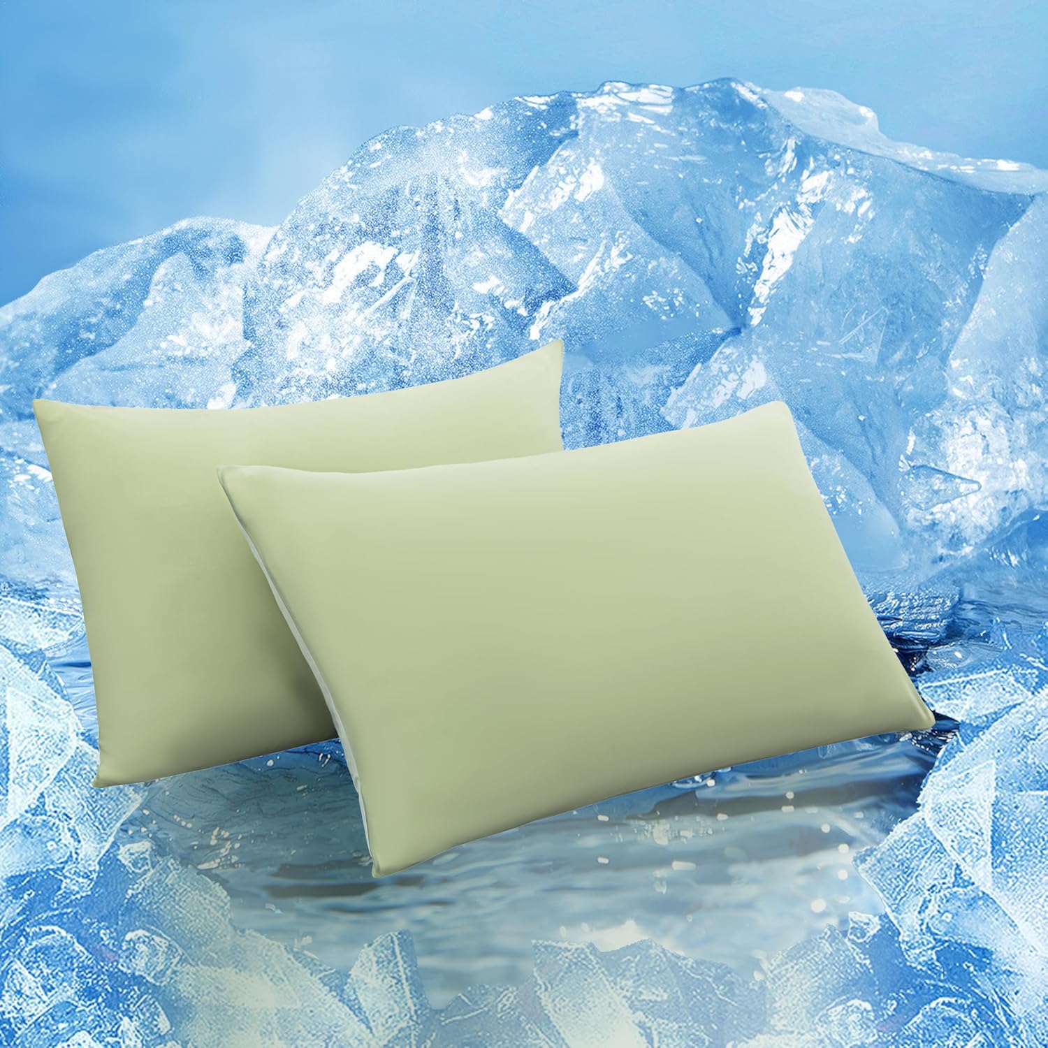TELUS Cooling Pillowcases for Hot Sleeper King Size 2-Pack, Silky Soft Breathable Pillow Case with Envelope Close, Stay Cool Pillow Cover…