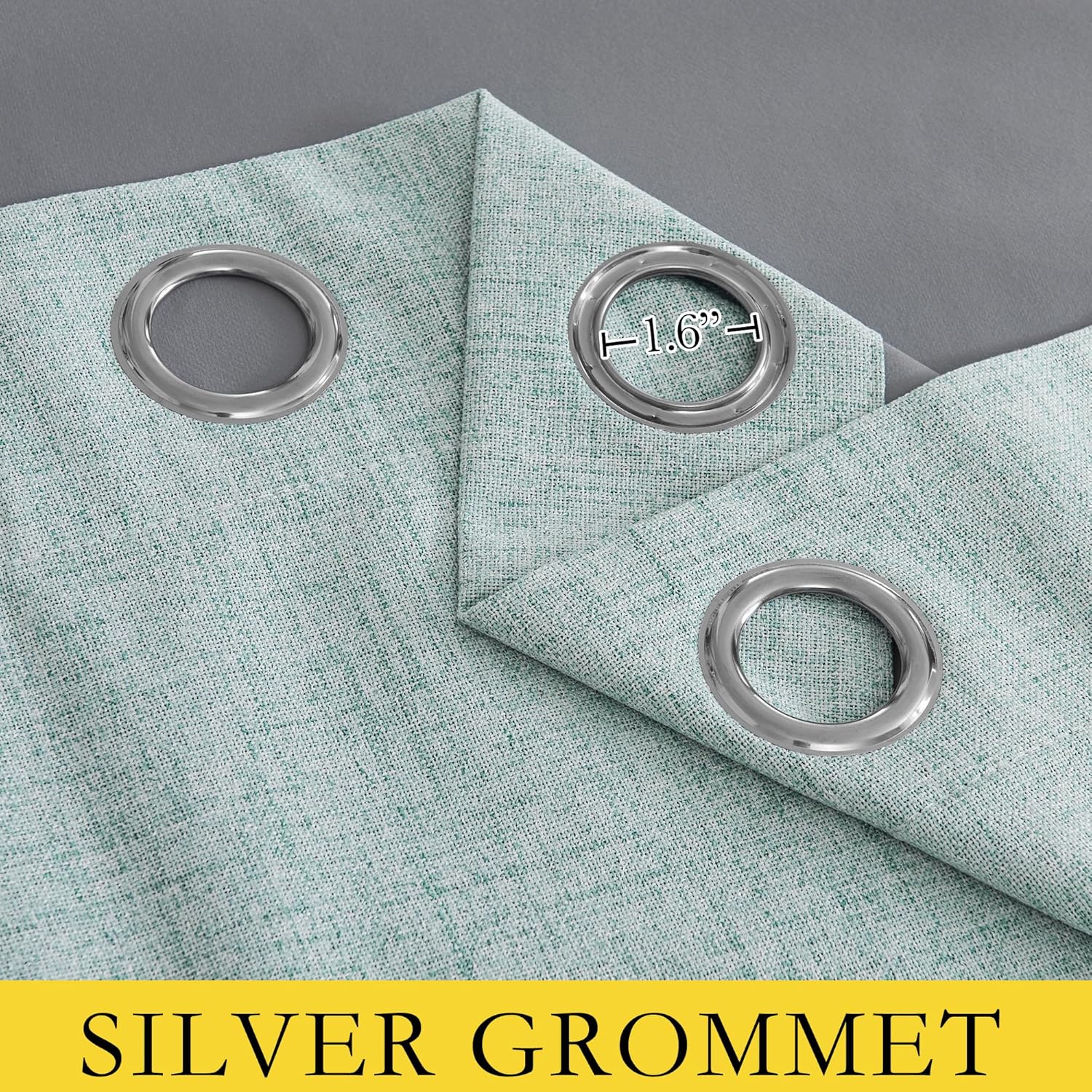 NICETOWN 100% Absolutely Blackout Linen Curtains with Thermal Insulated Grey Liner, Seafoam Green, 52 inches Wide, 63 inches Length…