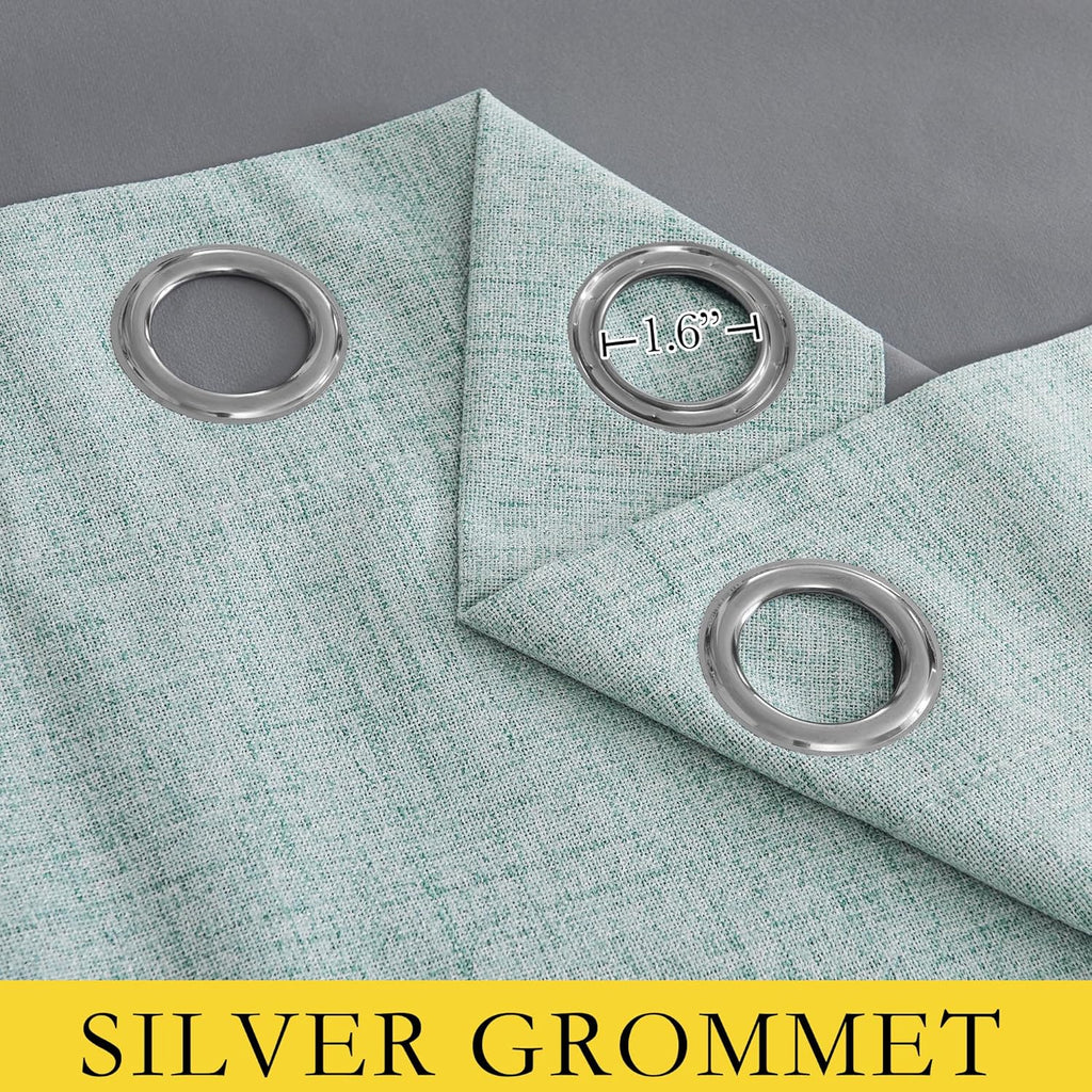 NICETOWN 100% Absolutely Blackout Linen Curtains with Thermal Insulated Liner, Seafoam Green, 62" Wide, 95" Length Energy Saving Curtains…