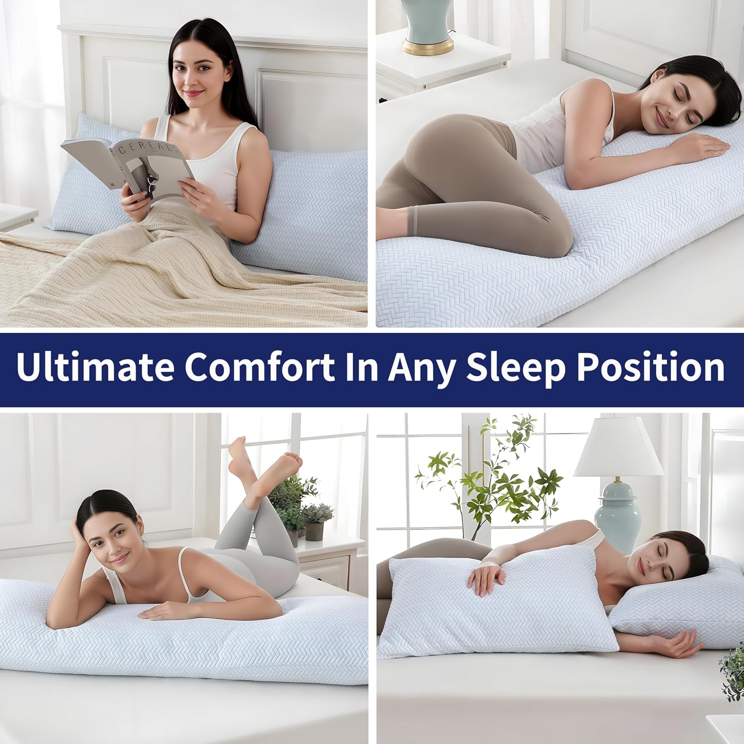 Downcool Cooling Body Pillow Set of 1, Adjustable Shredded Memory Foam Pillows for Sleeping, Soft Cool Bed Pillows for Hot Sleepers, Firm L…