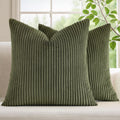 Mecatny Corduroy Summer Decorative Throw Pillow Covers 18x18 Set of 2 for Sofa Living Room, Soft Neutral Boho Couch Pillow Covers for…
