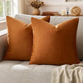 GIGIZAZAFocusingonhomedecoration GIGIZAZA 18x18 Pillow Covers Set of 2 Velvet Throw Pillows Decorative Dark Burnt Orange Covers for Couch S…
