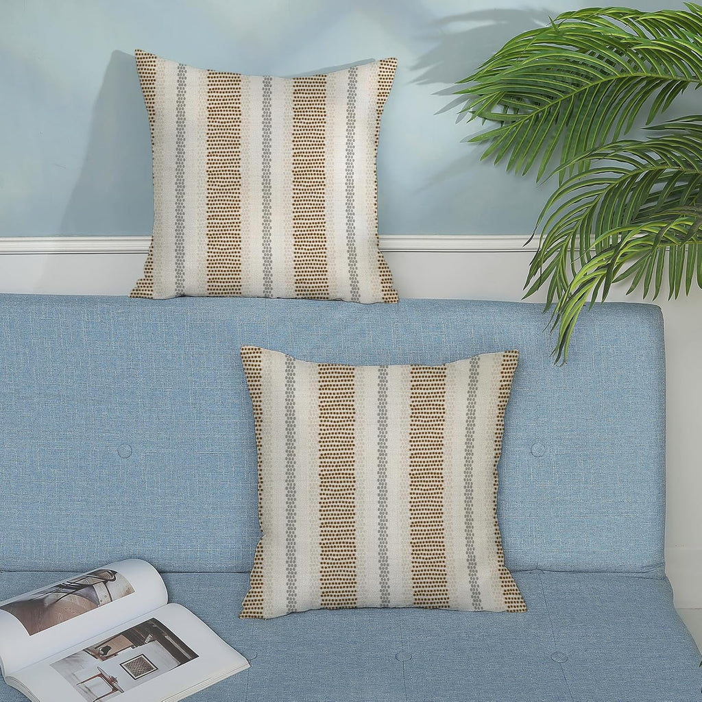 Brown Grey Gray Outdoor Pillow Covers 18x18 Set of 2 Boho Polka Dot Striped Throw Pillows Abstract Modern Geometry Decorative Pillow…