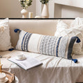 BlissBlush Navy Dark Blue Boho Decorative Lumbar Pillow Cover 14x36, Long Body Pillow for Bed, Accent Lumbar Throw Pillow for Couch…
