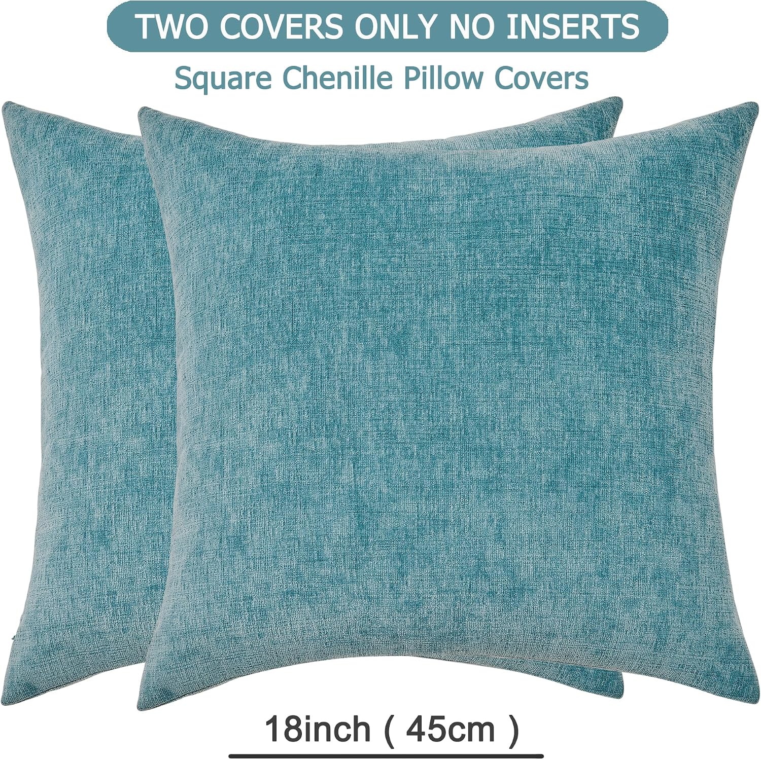Gawamay Decorative Square Throw Pillow Covers 18"x18" Inch Set of 2, Super Soft Chenille Pillows Farmhouse Fall Pillowcase for Living Room…
