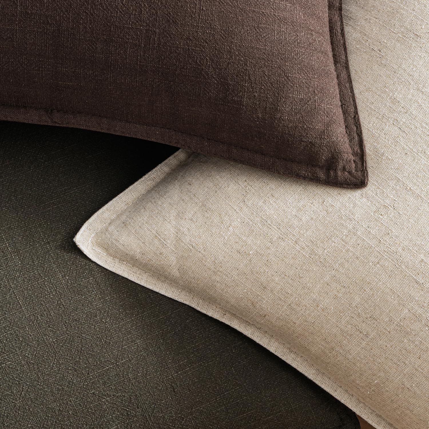 EMEMA Throw Pillow Covers Decorative Linen Pillow Covers 22x22 Inch Dark Brown Boho Farmhouse Neutral Couch Throw Pillows for Bed Pack of…