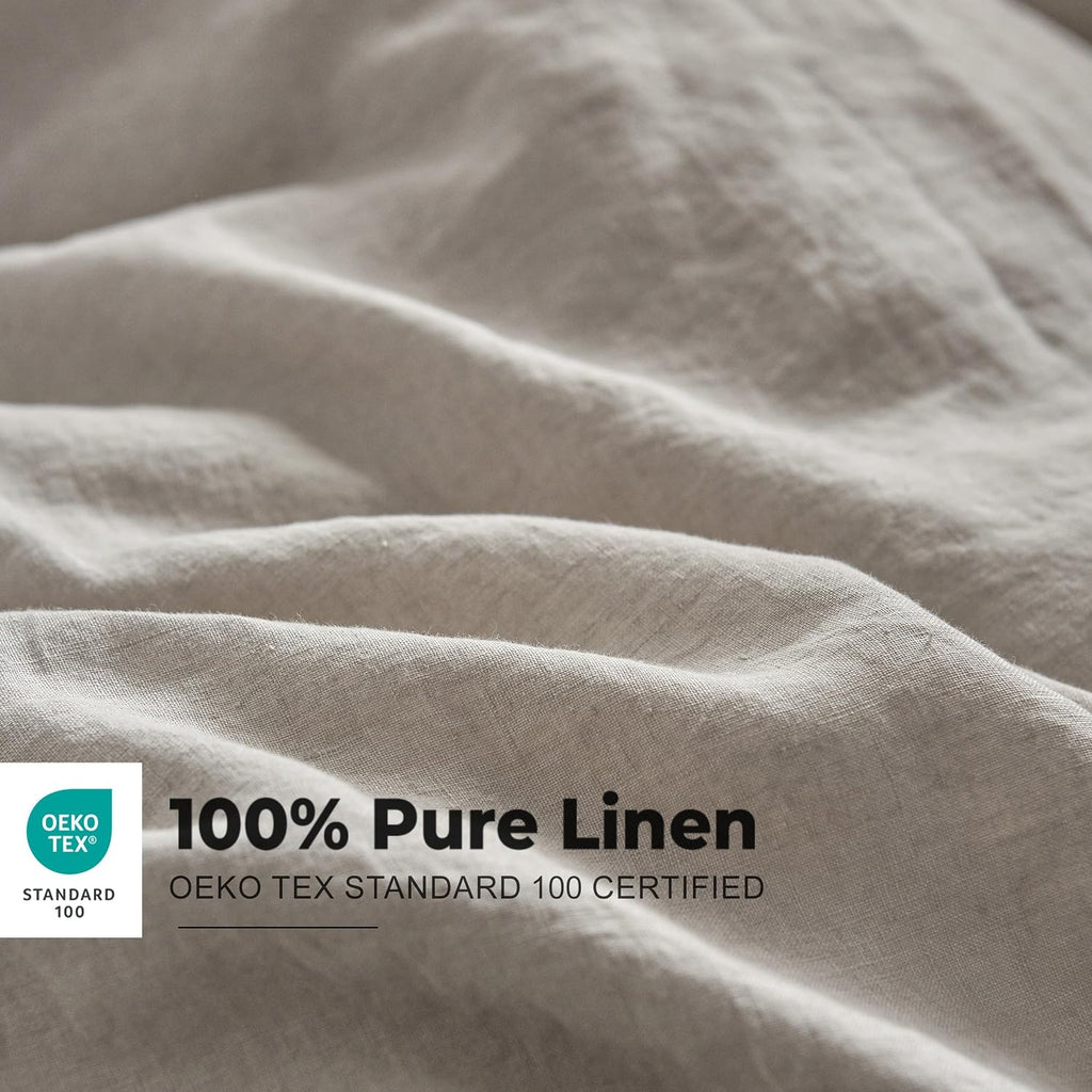 Simple&Opulence 100% Washed Linen Duvet Cover with Embroidered, 3 Pieces Soft Farmhouse Comforter Set with Button Closure,1…
