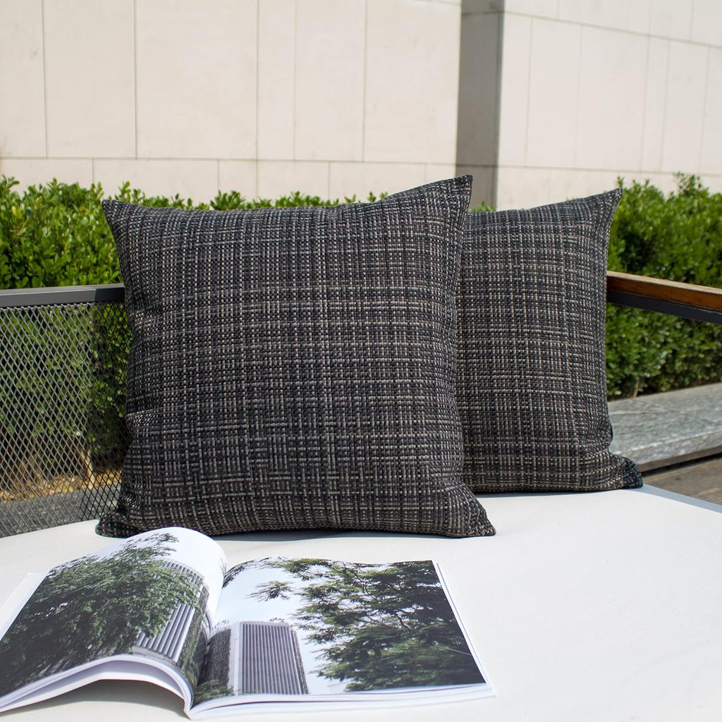 Kevin Textile Pack of 2 Decorative Outdoor Waterproof Throw Pillow Covers Stripe Square Pillowcases Modern Cushion Cases for Patio Couch…