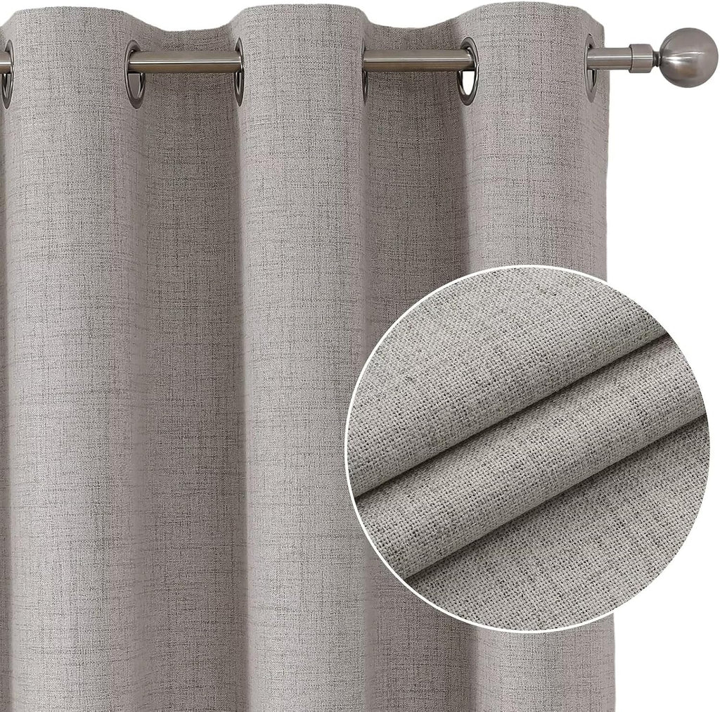 Joydeco Greyish White Blackout Curtains 120 Inches Long, Extra Long Curtains 120 Inch Length 1 Panel for Bedroom, Thermal Insulated Linen…