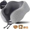 napfun Neck Pillow for Traveling, Upgraded Travel Neck Pillow for Airplane 100% Pure Memory Foam Travel Pillow for Flight Headrest Sleep…