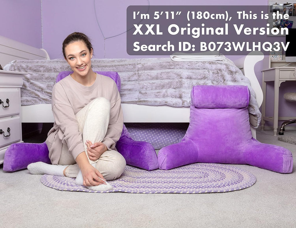 HusbandPillow Husband Pillow Medium Reading Pillow with Arms - 23" Backrest for Sitting Up in Bed - Firm Support Bed Rest Pillow for Adults…