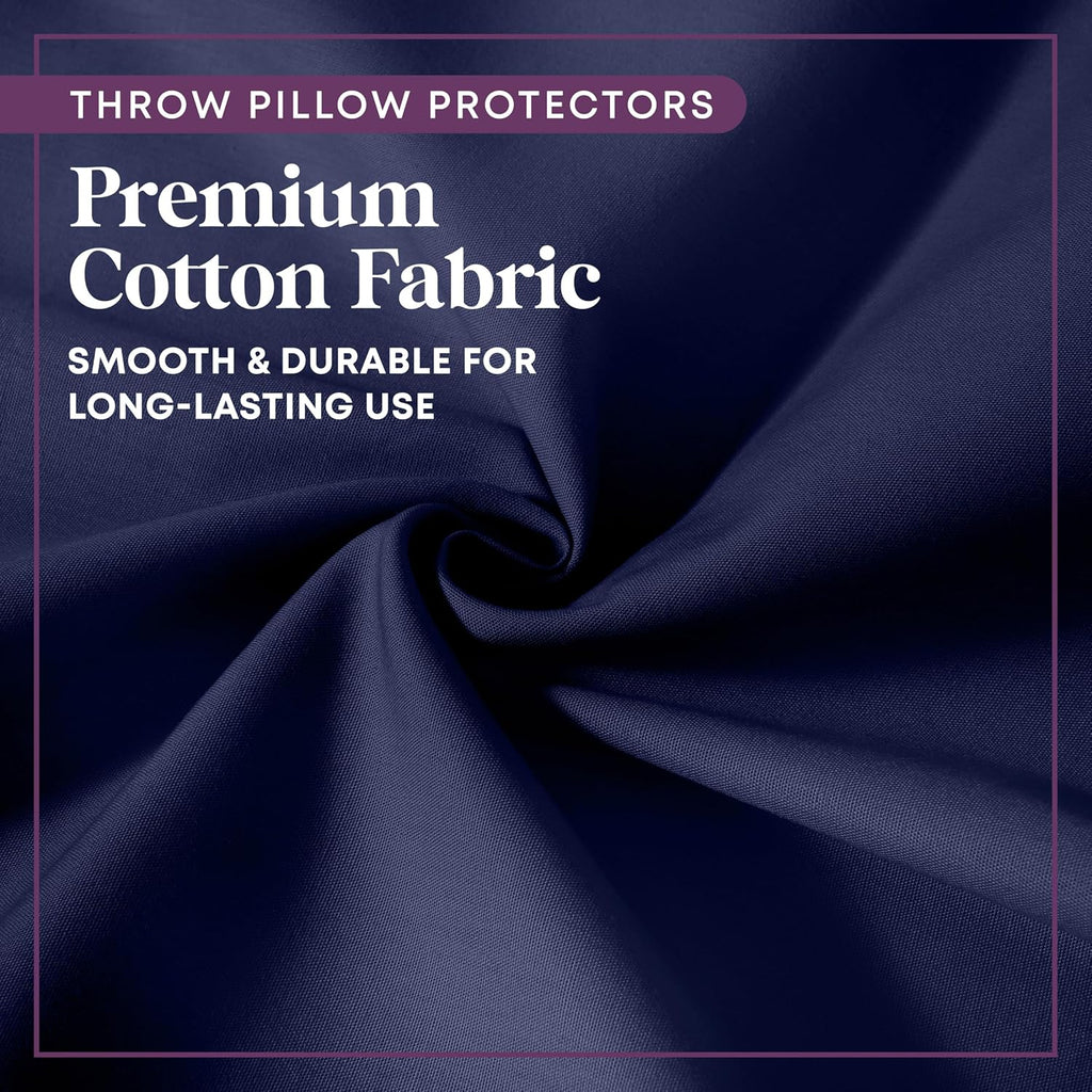 CIRCLESHOME Circles Home, 100% Cotton Zippered Throw Pillow Protector (2, Navy, 18x18)