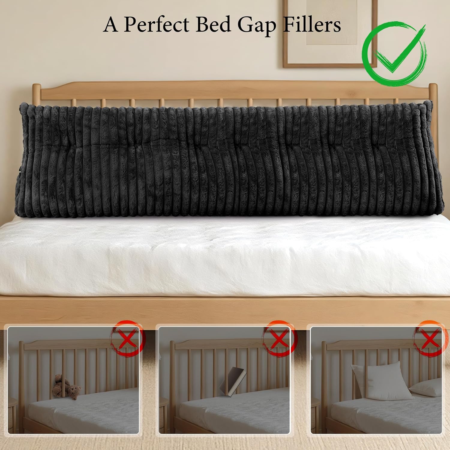 Headboard Pillow King, Triangular Wedge Pillow Headboard King, Cushion Headboards Reading Pillows, Backrest Pillows for Sitting in Bed or…