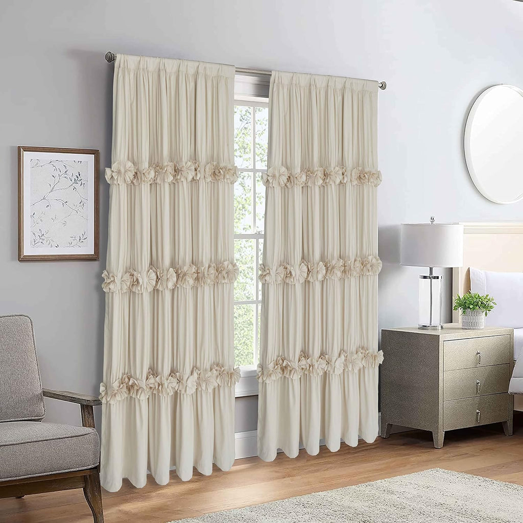 Homechoice Decor Thermal Insulated Blackout Window Curtains, 54" W x 84" L (Pair), Boho Ruched Window Treatments with 3 Rows of Butterfly…