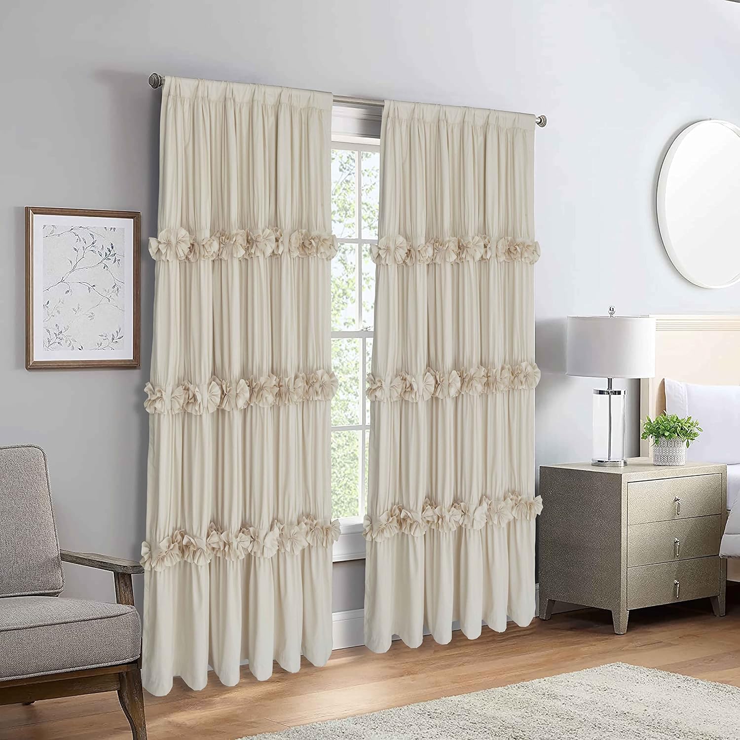 Homechoice Decor Thermal Insulated Blackout Window Curtains, 54" W x 84" L (Pair), Boho Ruched Window Treatments with 3 Rows of Butterfly…