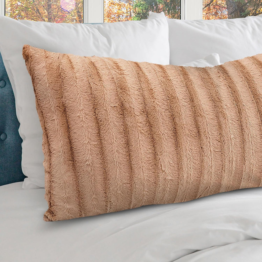 CheerCollection Cheer Collection Faux Fur Long Body Pillow - Accent Throw Pillow for Bed and Couch - Decorative Lumbar Pillow with Insert,…