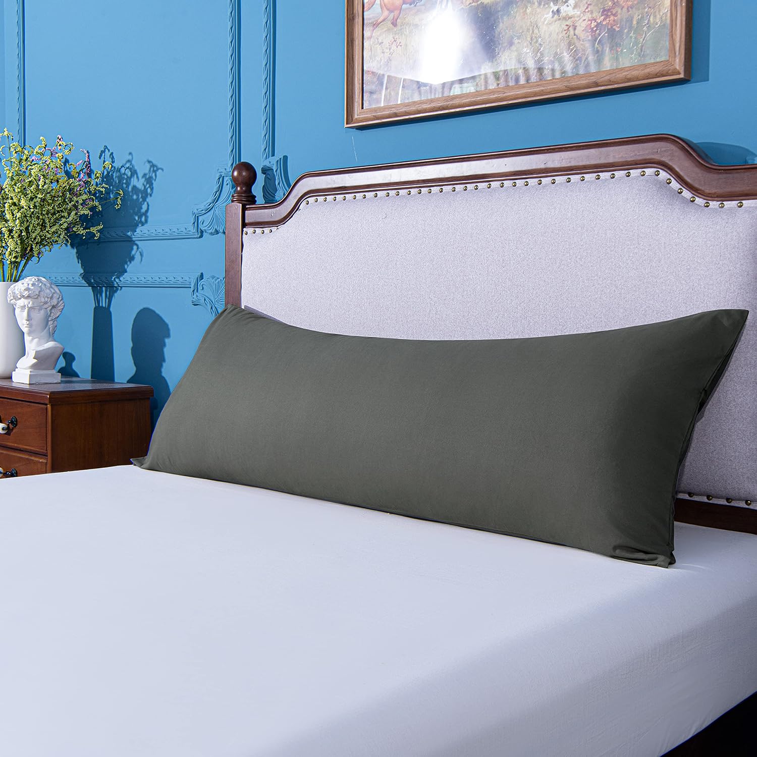 Ntbay Body Pillowcase - Brushed Microfiber 20x54 Pillowcase - Soft, Wrinkle-Free, Fade-Resistant, Stain-Resistant, Dark Grey Body Pillow Co…