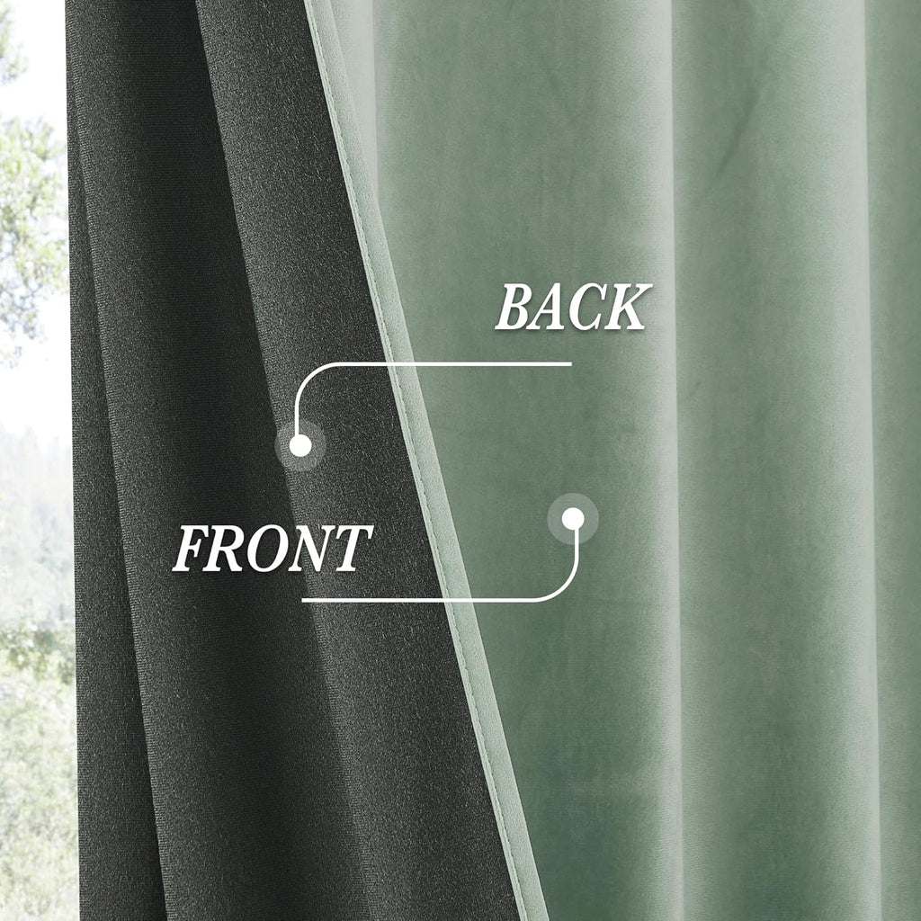 Rybhome RYB HOME Aqua Velvet Curtains for Bedroom Living Room, Thermal Insulated Privacy UV Heat Blocking Luxurious Soft Rod Pocket Back Ta…