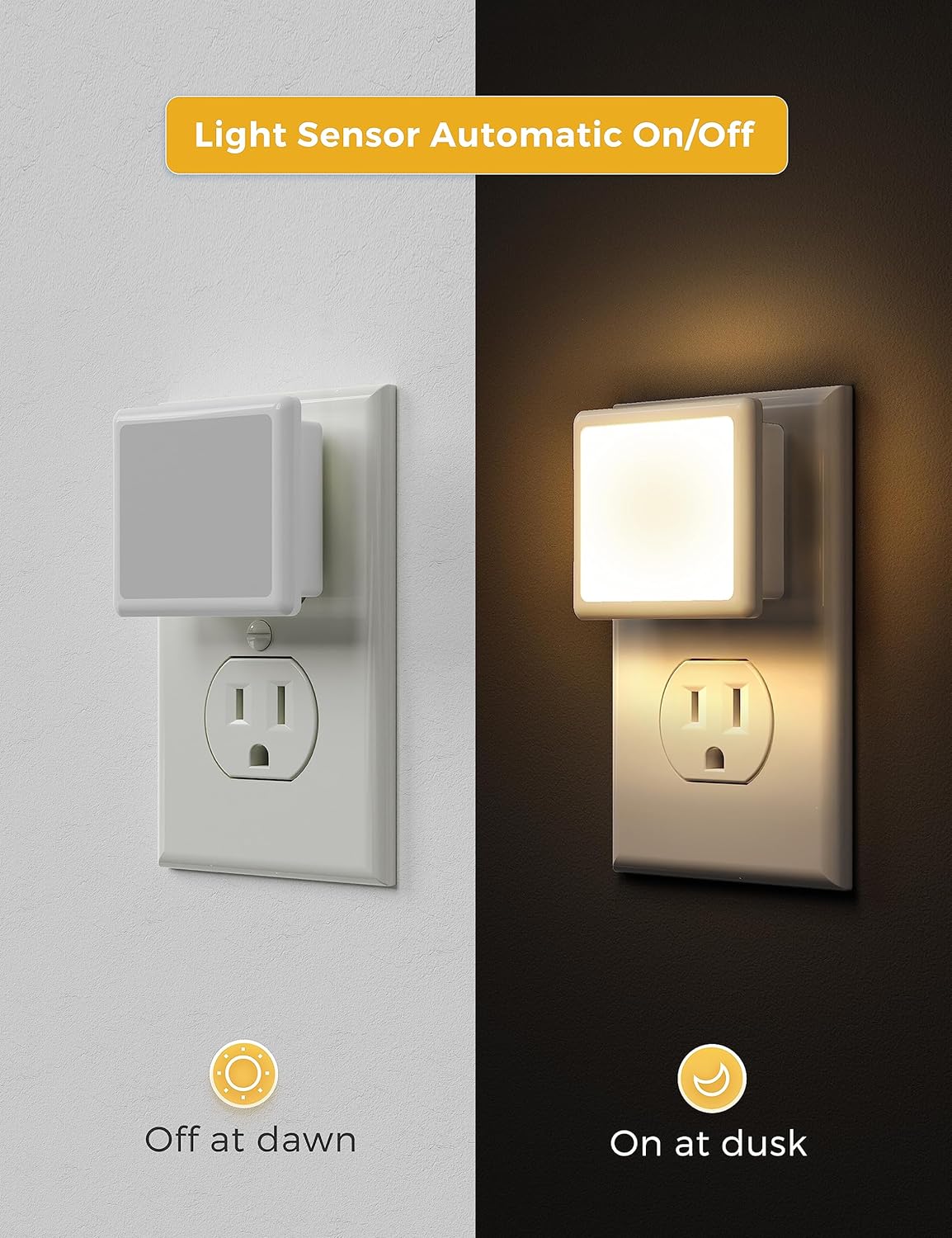 L LOHAS LED Night Light, Night Lights Plug into Wall, [6-Pack] Plug in Night Light, Dusk-to-Dawn Sensor, 3000K Soft White 0.3W Bright…