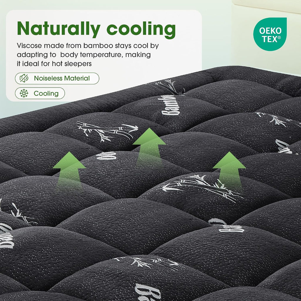 Grusign Mattress Pad Queen Size, Cooling Pillow Top Mattress Topper, Ultra Soft Viscose from Bamboo, Breathable for Hot Sleepers, Deep Pock…