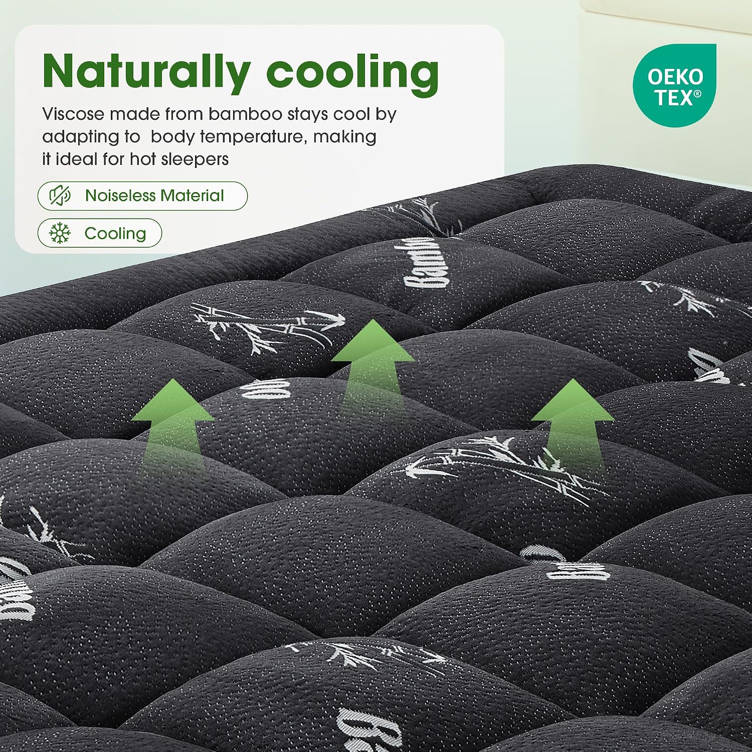 Grusign Mattress Pad Queen Size, Cooling Pillow Top Mattress Topper, Ultra Soft Viscose from Bamboo, Breathable for Hot Sleepers, Deep Pock…
