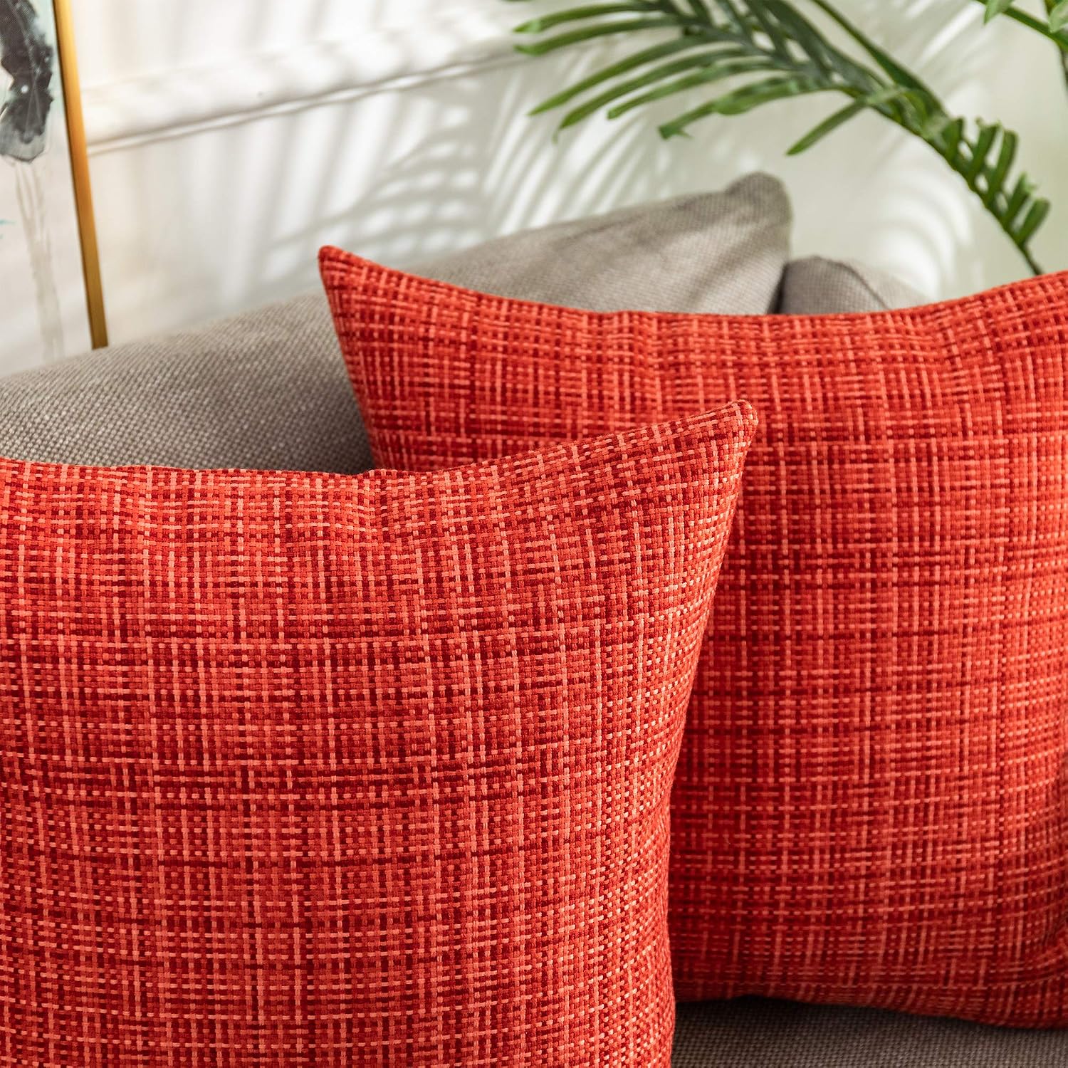 Kevin Textile Pack of 2 Decorative Outdoor Waterproof Throw Pillow Covers Stripe Square Pillowcases Modern Cushion Cases for Patio Couch…