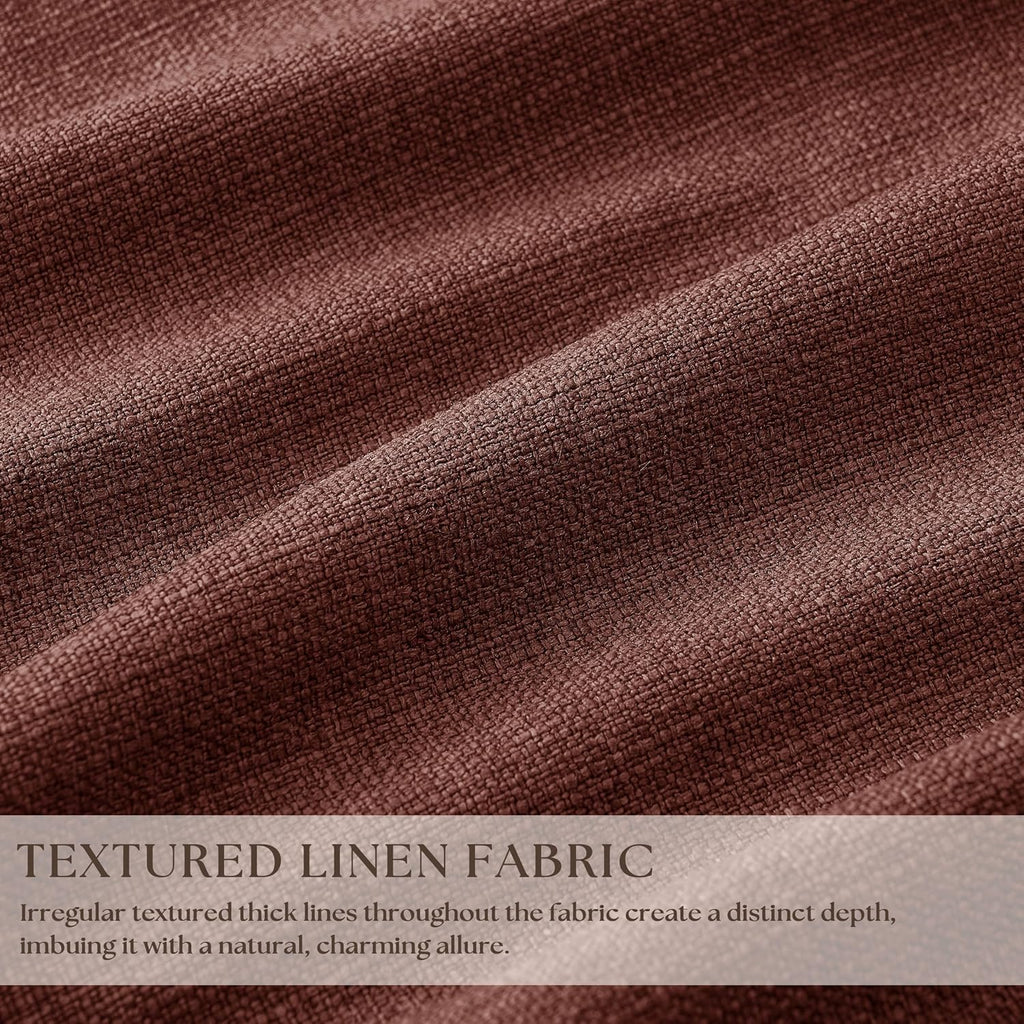 Twodrapes Reddish Brown Linen Blackout Pleated Curtains 90 Inches Long for Living Room Darkening Pinch Pleat 100% Black Out Drapes Thermal…