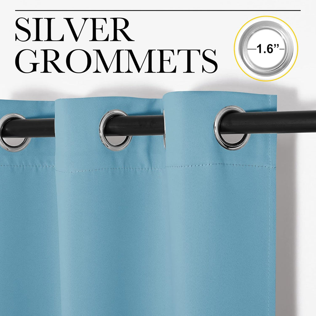 NICETOWN Thermal Insulated Curtains Blackout Draperies, Window Treatment Solid Grommet Room Darkening Drape Panels for Bedroom (Teal…