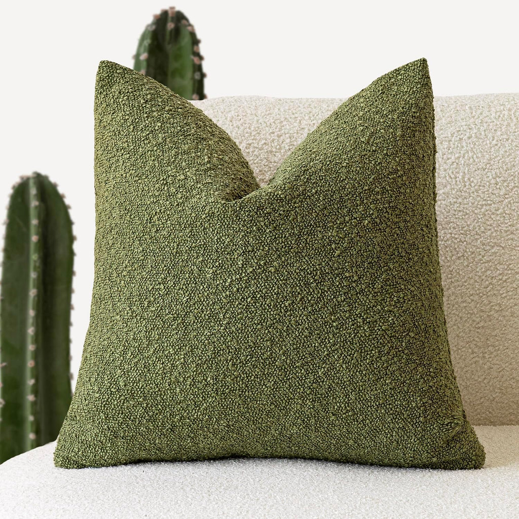 Foindtower Decorative Textured Boucle Throw Pillow Covers Accent Solid Pillow Cases Neutral Soft Cozy Couch Cushion Case for Chair Sofa…