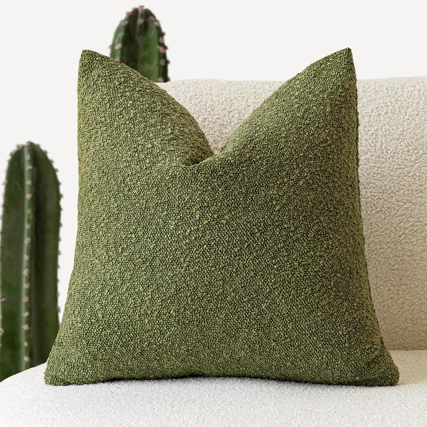 Foindtower Decorative Textured Boucle Throw Pillow Covers Accent Solid Pillow Cases Neutral Soft Cozy Couch Cushion Case for Chair Sofa…