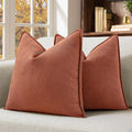 MIULEE Pack of 2 Burnt Orange Decorative Pillow Covers 20x20 Inch Soft Chenille Luxurious Couch Throw Pillows Farmhouse Cushion Covers…