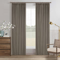 Twodrapes Desert Taupe Linen Blackout Pleated 86 Inch Curtains for Living Room Darkening Pinch Pleat 100% Black Out Drapes Thermal Insulate…