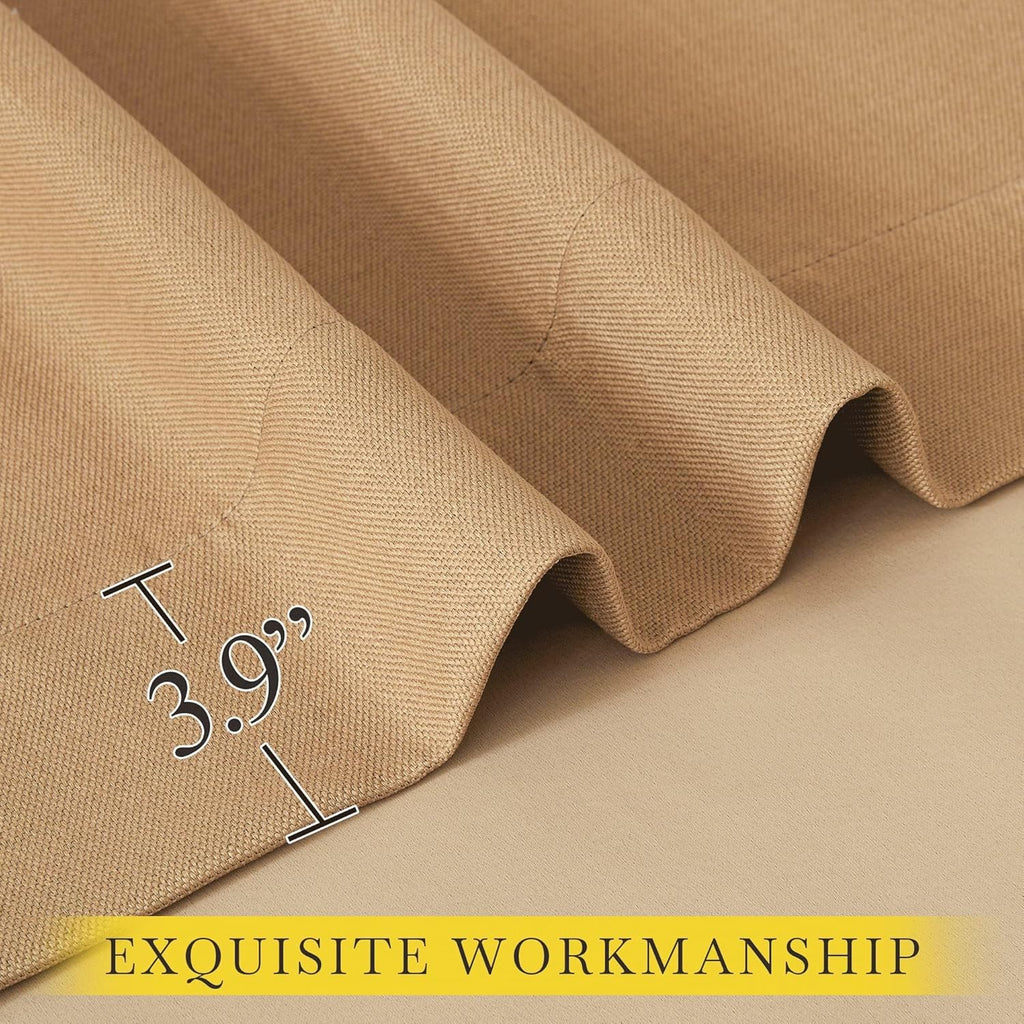 Nicetown Thick Faux Linen Room Darkening Caramel Curtains 96 inches Long, Pinch Pleated Faux Linen Curtains Thermal Insulated Window Treatm…
