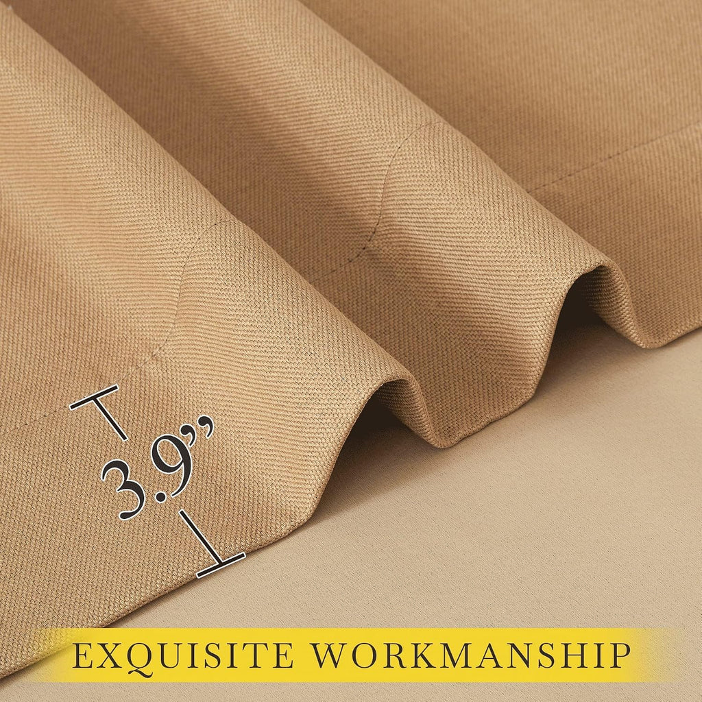Nicetown Thick Living Room Caramel Curtains 84 inches Long, Rod Pocket/Back Tab/Hook Belt Faux Linen Room Darkening Curtains Farmhouse Wind…