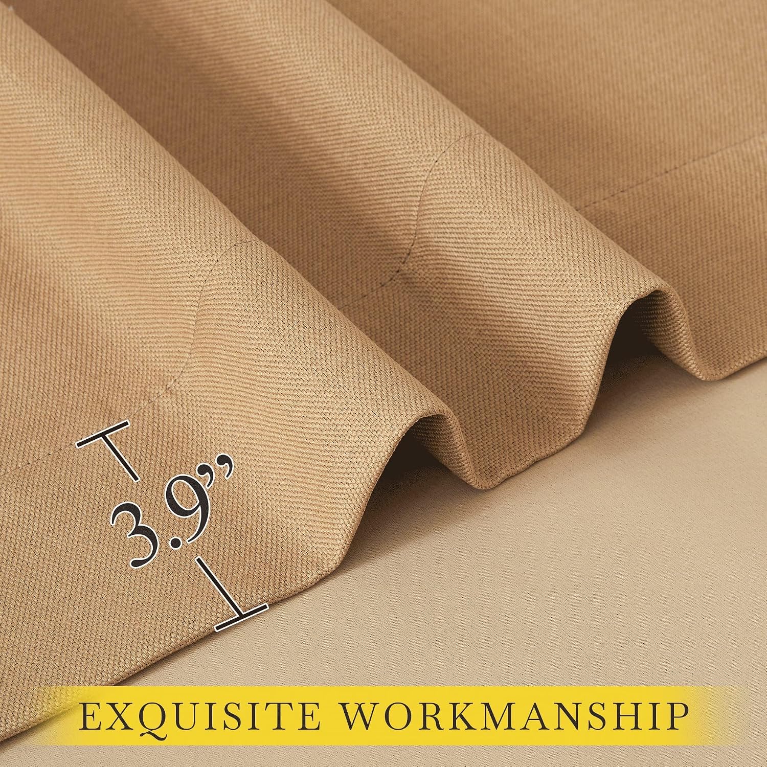 Nicetown Thick Living Room Caramel Curtains 84 inches Long, Rod Pocket/Back Tab/Hook Belt Faux Linen Room Darkening Curtains Farmhouse Wind…