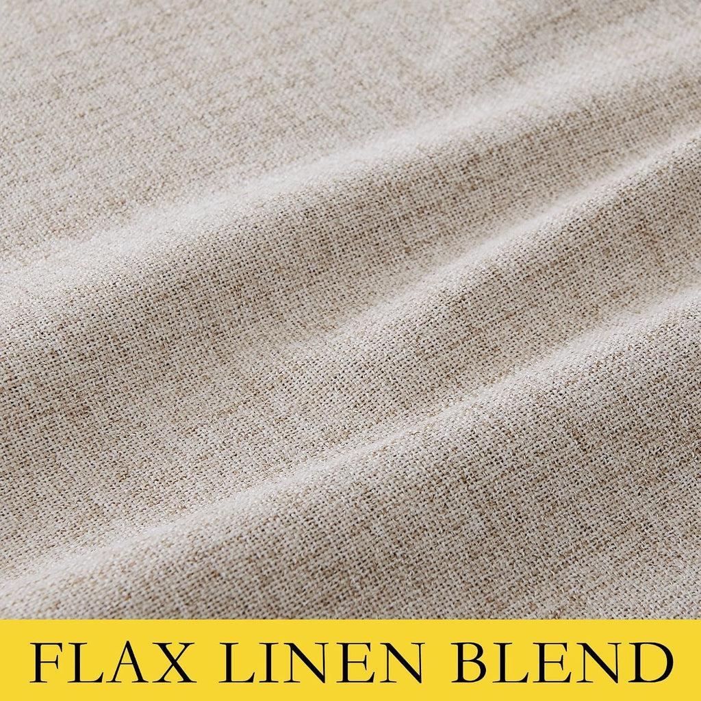 NICETOWN Oatmeal Vintage Open Linen Weave Flax Thermal Curtains, 100% Blackout Curtains 84 inches Long for Dining Room, Soundproof Window…