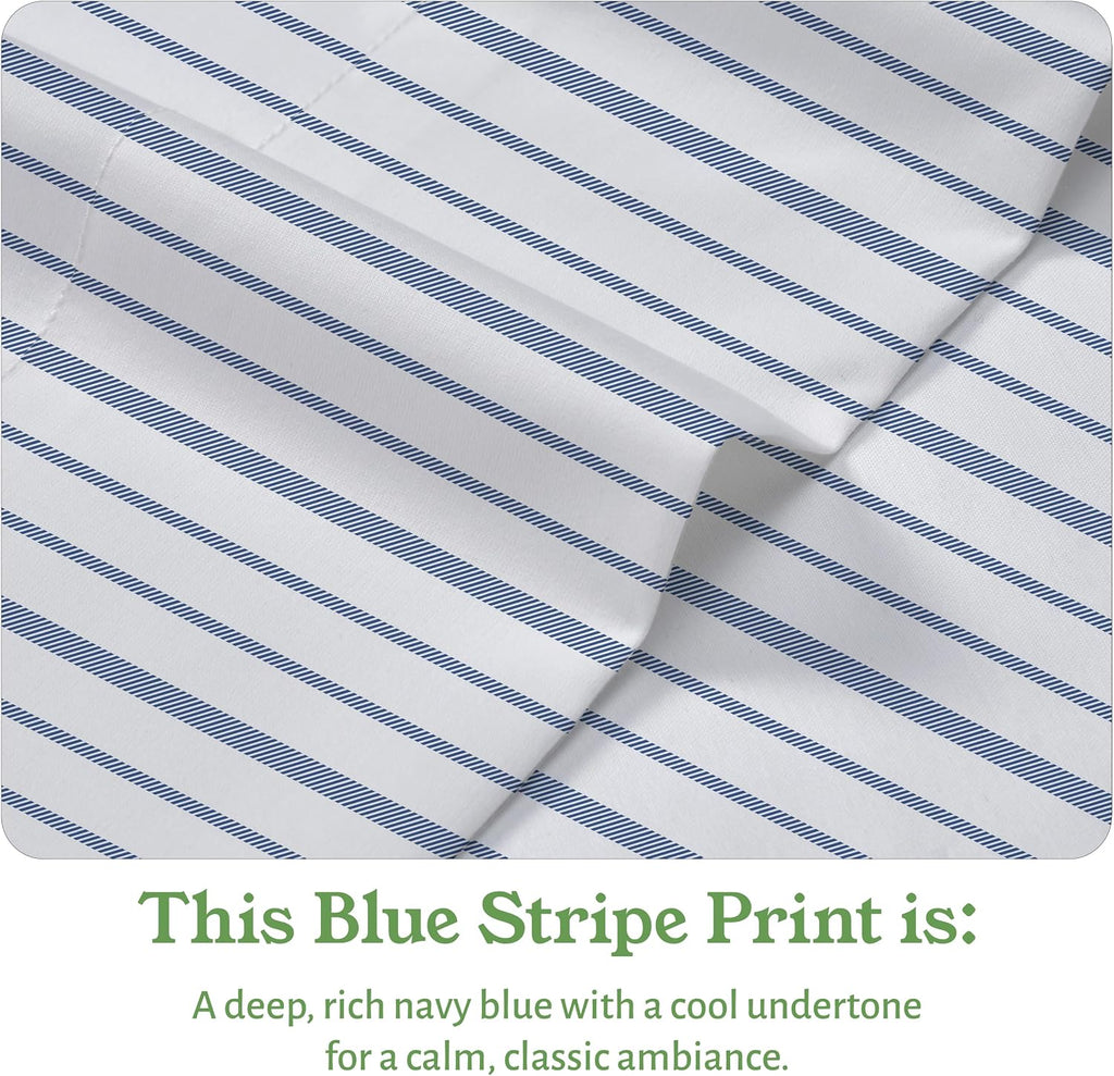 CaliforniaDesignDen California Design Den Striped Twin Sheets Set - 100% Organic Cotton, Soft and Crisp Percale Sheets with Deep Pockets, D…
