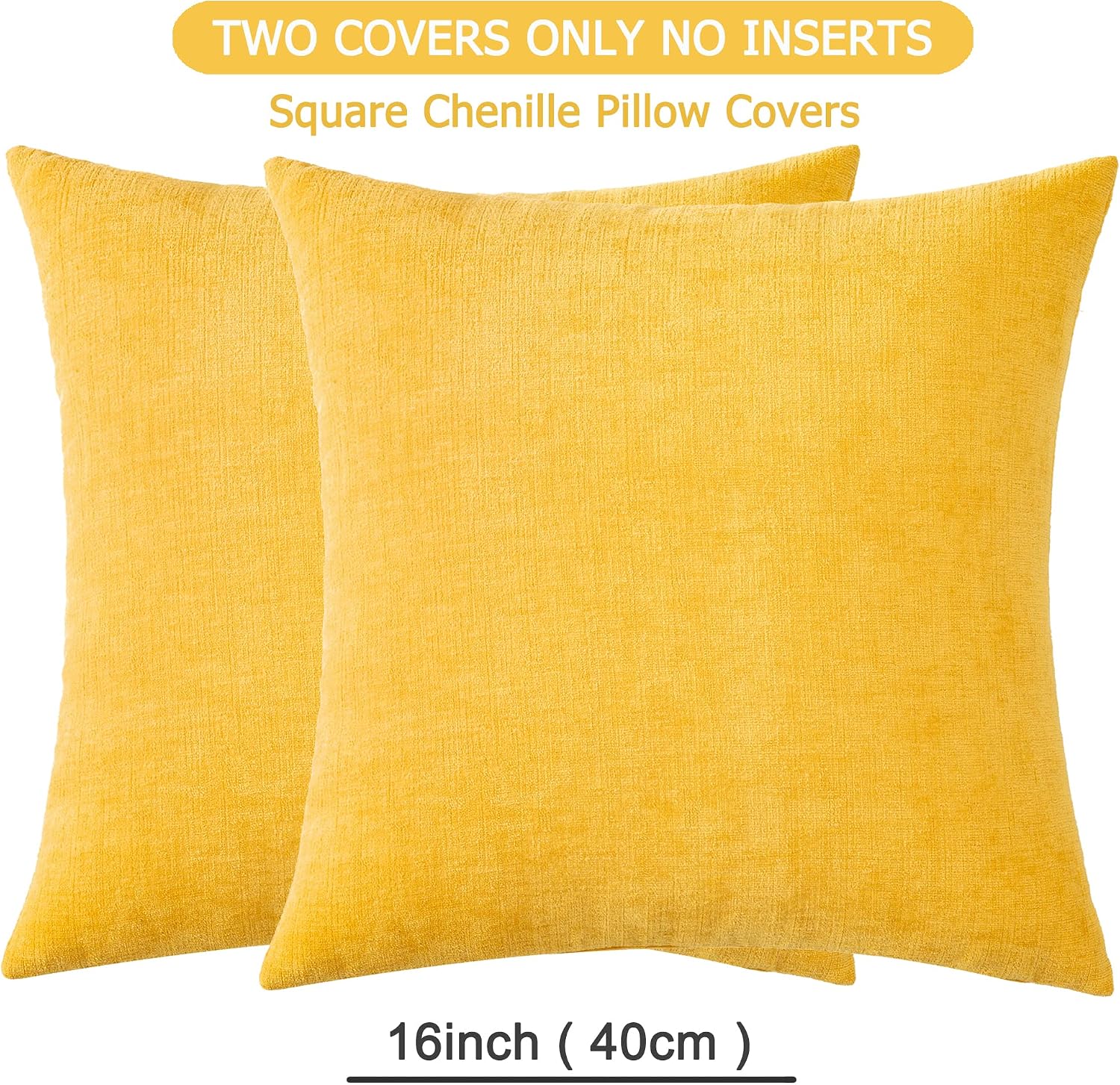 Gawamay Decorative Throw Pillow Covers 16x16 Inch Set of 2, Super Soft Chenille Square Pillows Farmhouse Fall Pillowcase for Living Room Be…