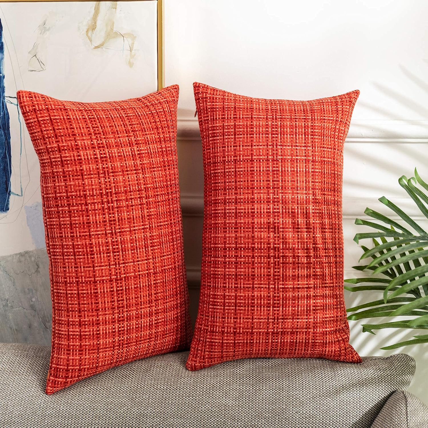 Kevin Textile Pack of 2 Valentines Decorative Outdoor Waterproof Pillow Covers Garden Cushion Sham Throw Pillowcase Shell for Patio Tent…