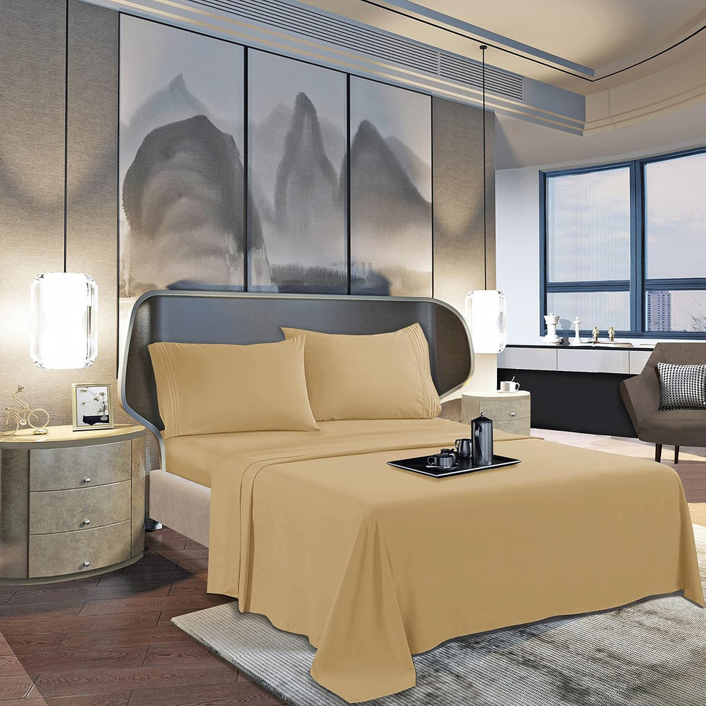MocassiLuxuryBedding Mocassi King Sheet Set - Luxury Hotel 1800 Premier Bedding Sheets & Pillowcases - Ultra Soft Breathable & Cooling Bed…